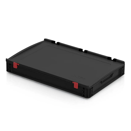 ESD Euro přepravka s víkem 60 cm × 40 cm × 9,5 cm, černá